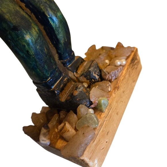 Cowboy Hillbilly Statue Hand Carved Wooden Folk Art Sculpture 11 Inch Vintage - Picture 7 of 16